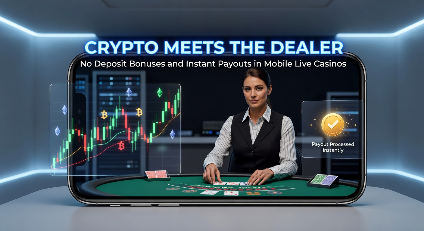 Smartphone mit Live-Blackjack-Tisch, Krypto-Wallet-Integration und Instant-Payout-Benachrichtigung, die ultraschnelle Auszahlungen in Echtzeit illustriert