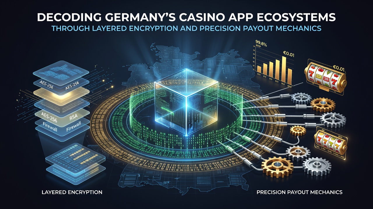 Illustration der verschlüsselten Casino-App-Strukturen mit Fokus auf Sicherheitsprotokolle und Datenflüsse in mobilen Umgebungen