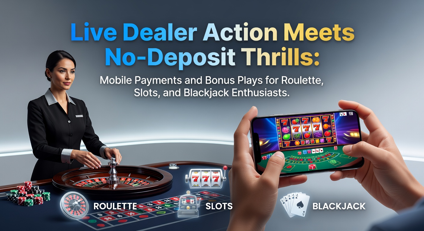 Live-Dealer-Tisch mit Roulette-Rad und mobilen Zahlungsoptionen im Vordergrund, umgeben von Slots- und Blackjack-Symbolen